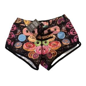 Livesore Women's L Medium Lined Running Shorts Donut Theme NWT